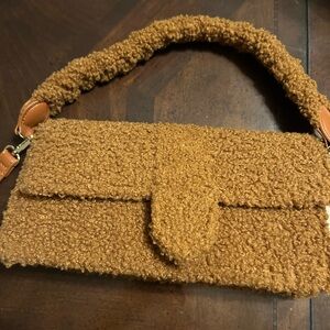 Moda Luxe Fuzzy Brown Bag